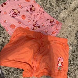 2 Strawberry Shortcake sleep shorts size L.